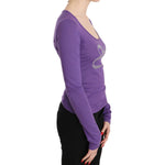 Purple Exte Crystal Embellished Long Sleeve Top Blouse TSH3413-40