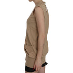 PINK MEMORIES Brown 100% Cotton Sleeveless Cardigan Top Vest