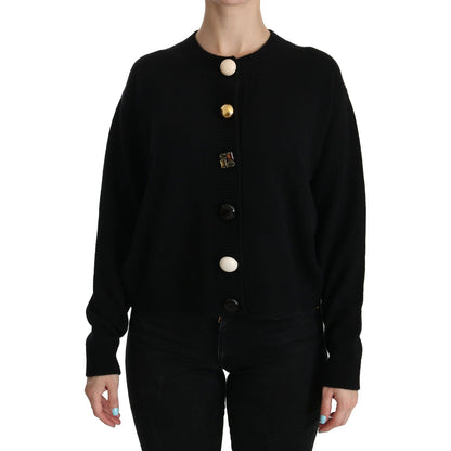 Dolce & Gabbana Black Button Embellished Cardigan Sweater
