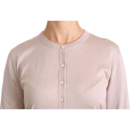 Dolce & Gabbana Silk Pink Long Sleeve Lace Top Sweater