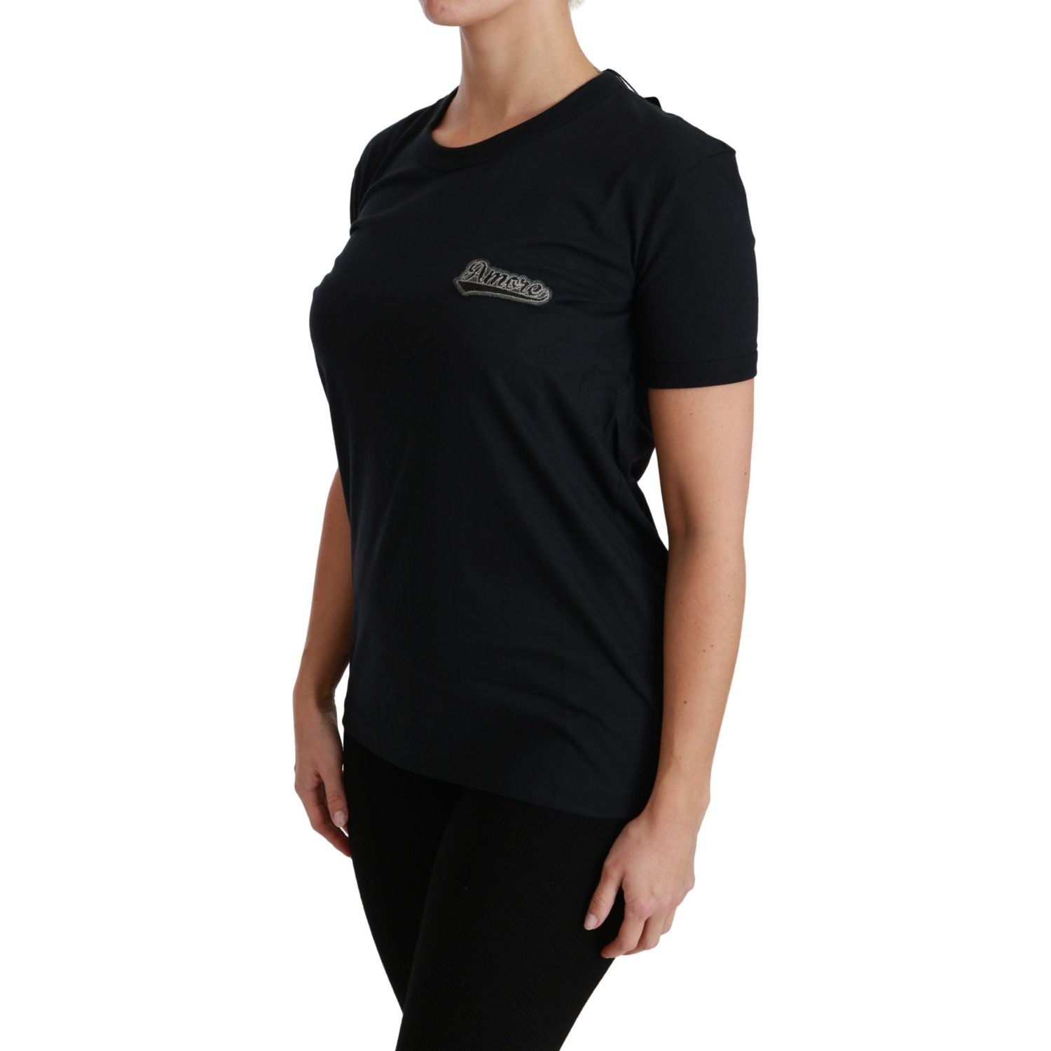 تي شيرت Dolce &amp; Gabbana Amore الأنيق ذو الرقبة المستديرة باللون الأزرق