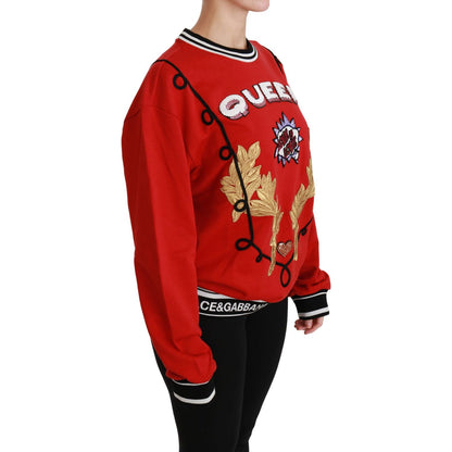 Dolce & Gabbana Red Queen Sequined Love Pullover Sweater