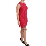Dolce & Gabbana Pink Floral Lace Shift Gown Mini Dress