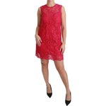 Dolce & Gabbana Pink Floral Lace Shift Gown Mini Dress