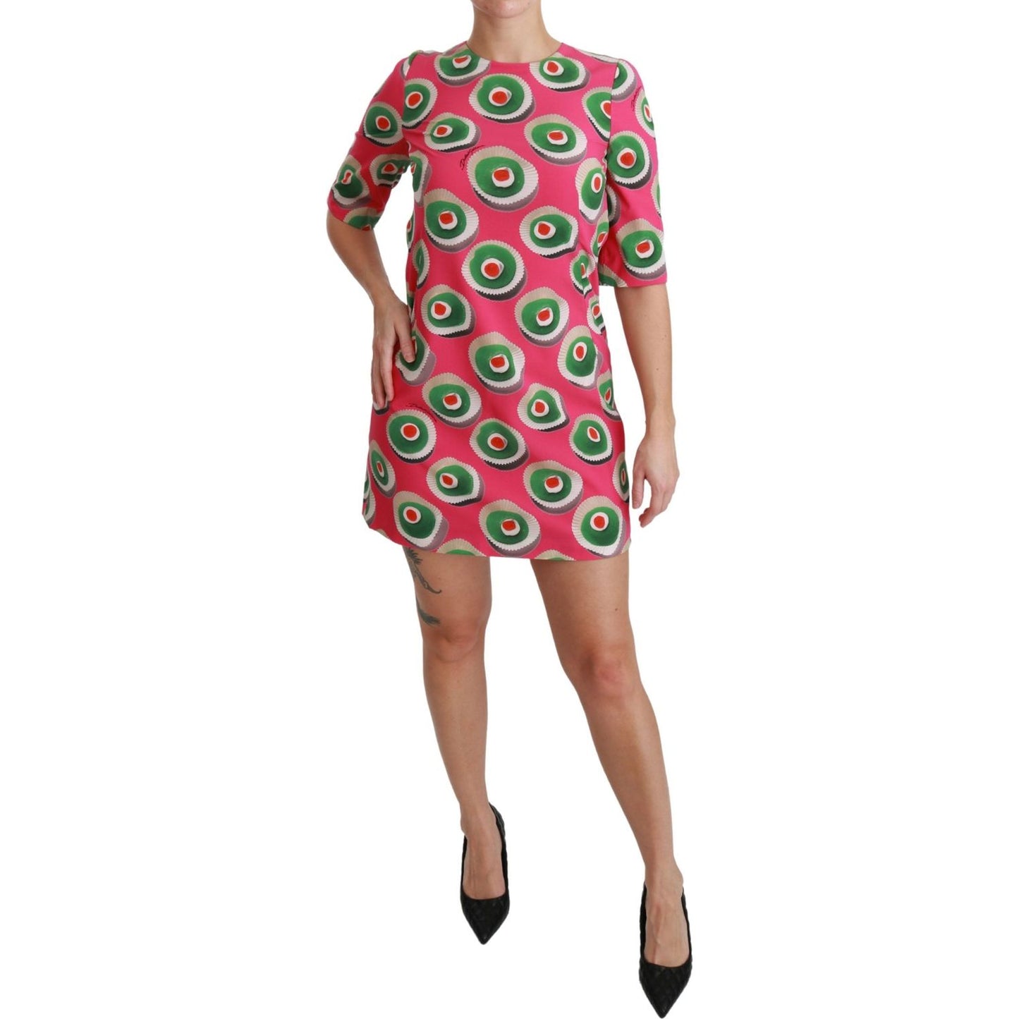 Dolce & Gabbana Pink Silk Cup Cake Shift Stretch Dress