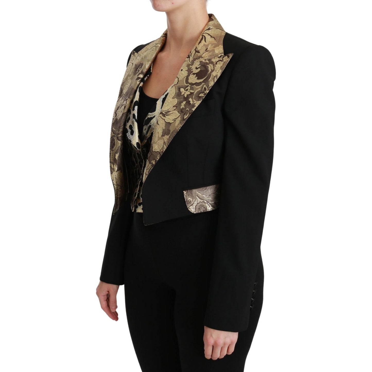Dolce & Gabbana Black Jacquard Vest Blazer Coat Wool Jacket Coats & Jackets