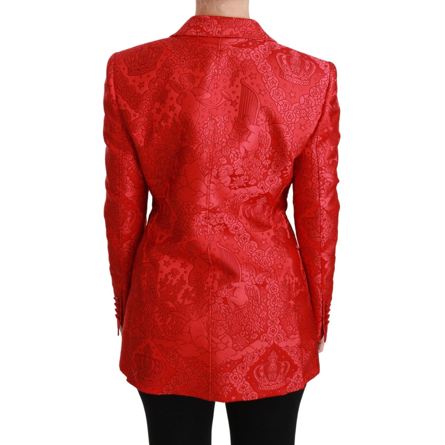 Dolce & Gabbana Red Floral Angel Blazer Coat Jacket