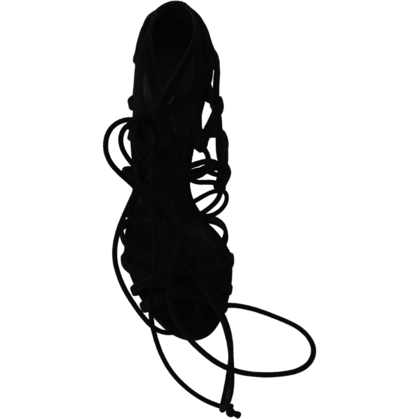 Dolce & Gabbana Black Suede Strap Stilettos Shoes Sandals Heeled Sandals