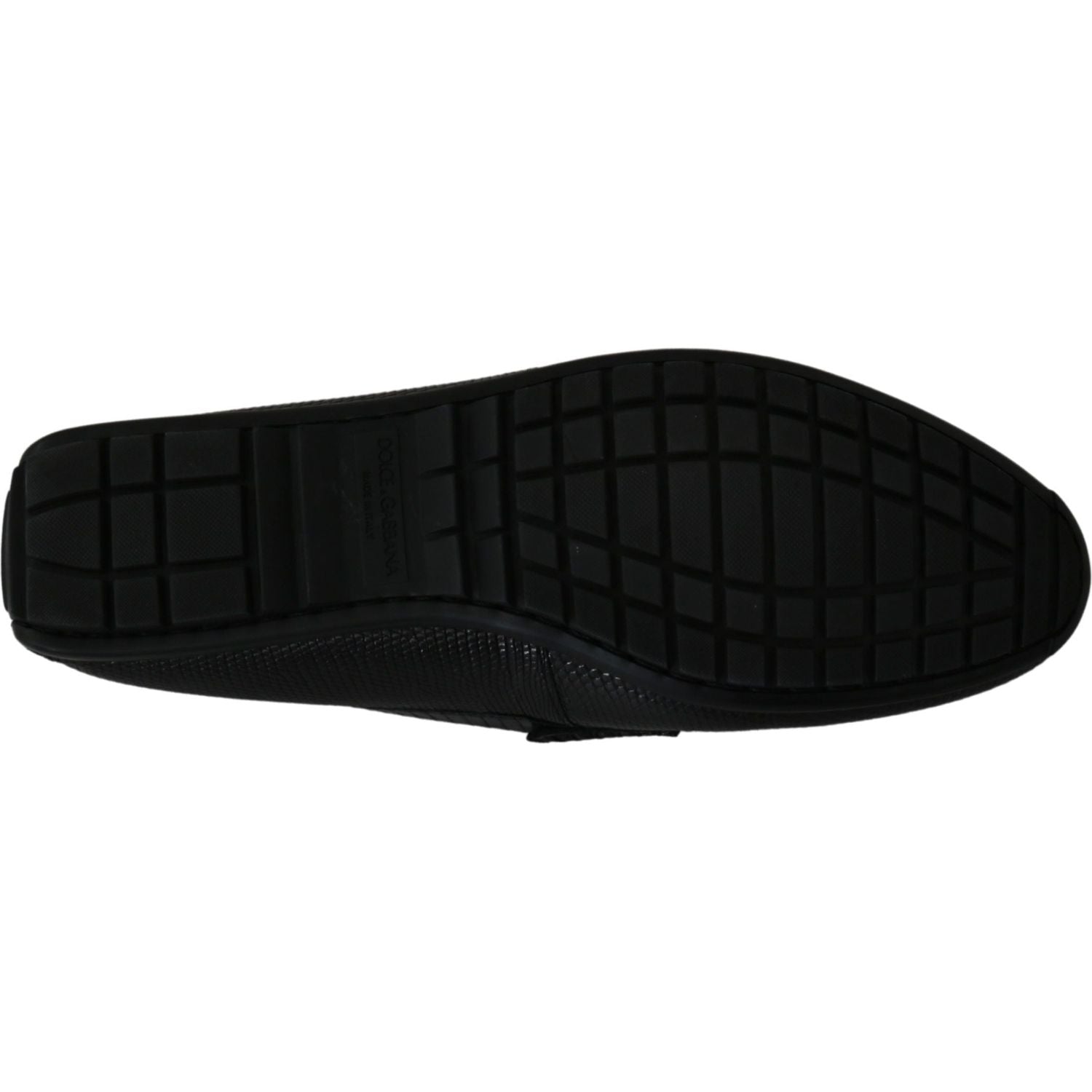 Dolce & Gabbana Black Lizard Leather Flat Loafers Shoes