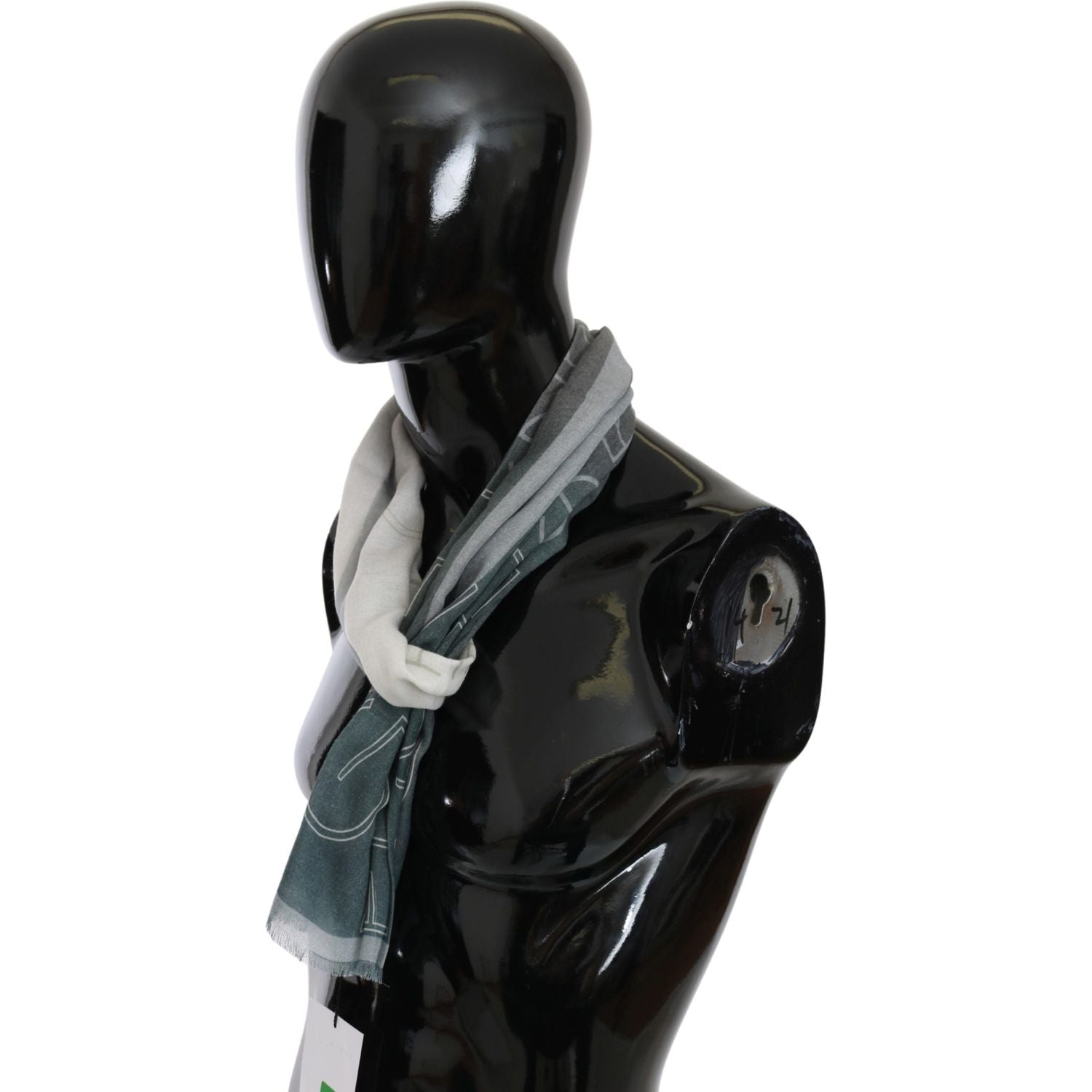 وشاح أنيق منقوش باللون الأزرق والرمادي من GF Ferre