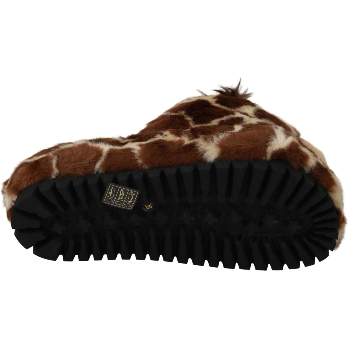Dolce & Gabbana Brown Giraffe Slippers Flats Sandals Shoes