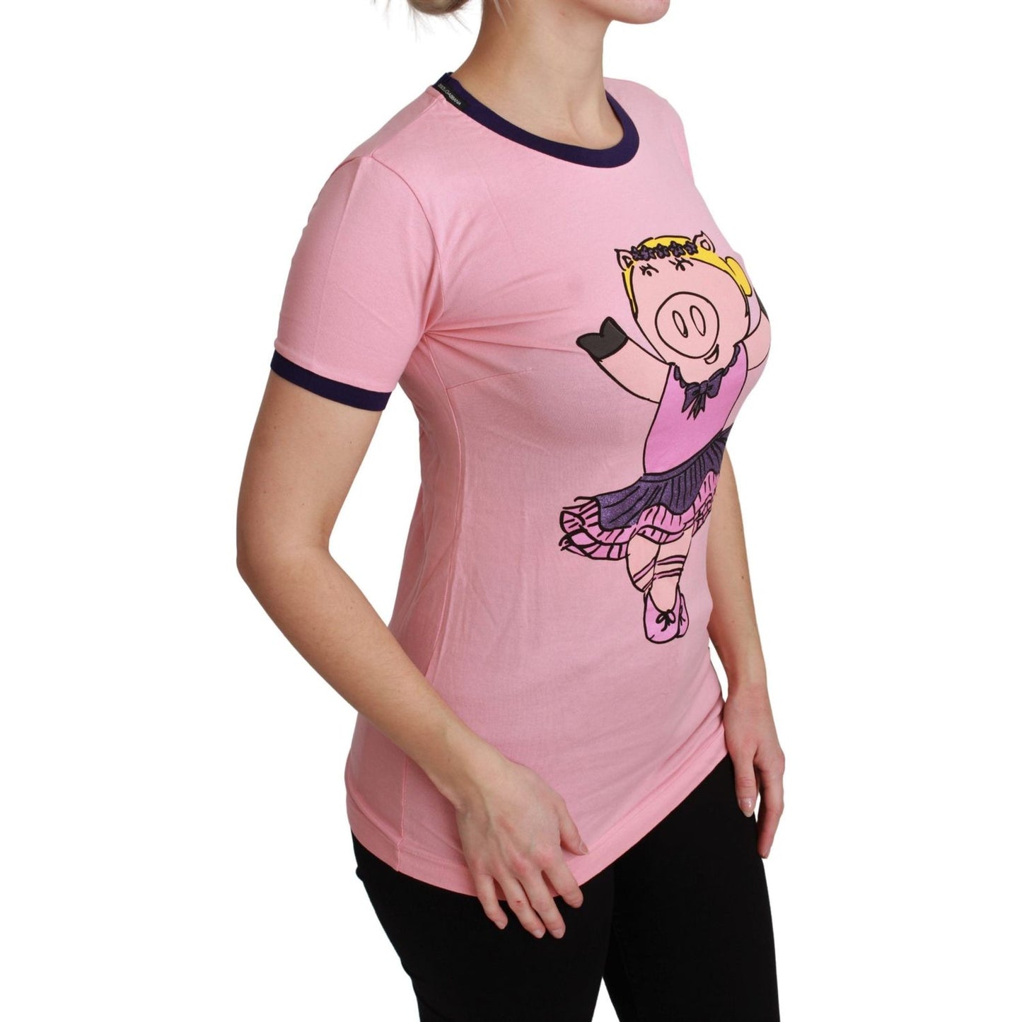 Dolce & Gabbana Pink YEAR OF THE PIG Top Cotton T-shirt