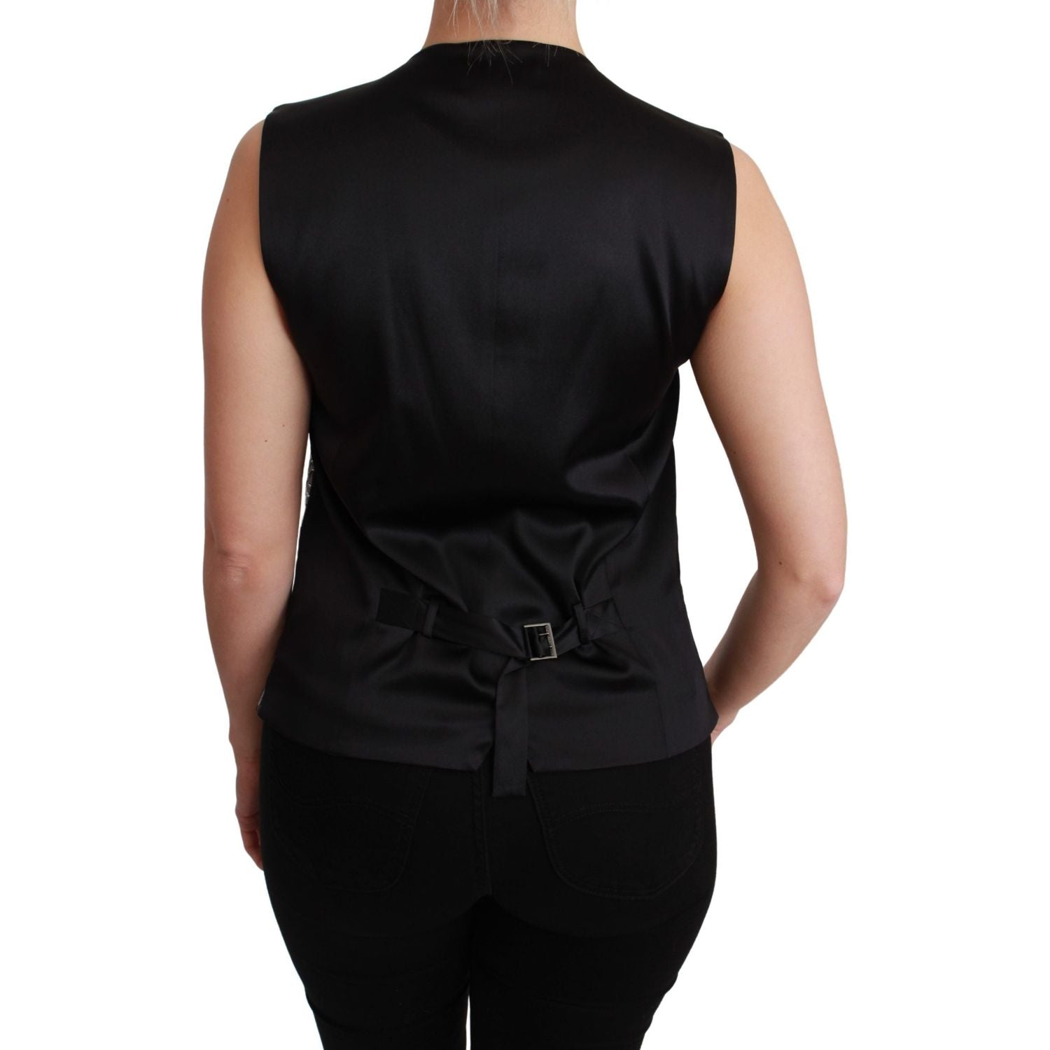 优雅银色无袖锦缎背心