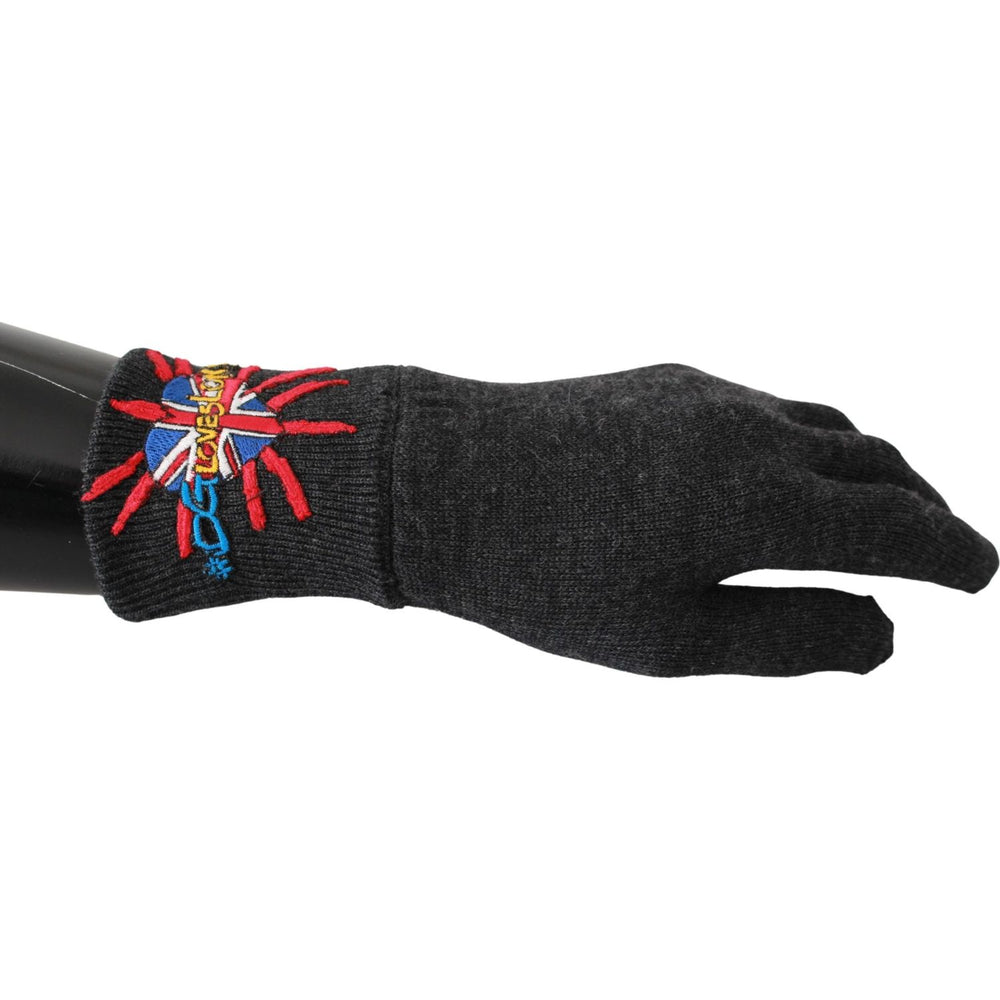Dolce & Gabbana Gray #DGLovesLondon Embroidered Wool Gloves