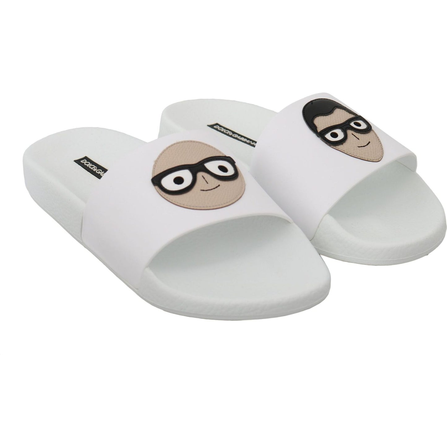 Dolce & Gabbana White Leather #dgfamily Slides Shoes Sandals