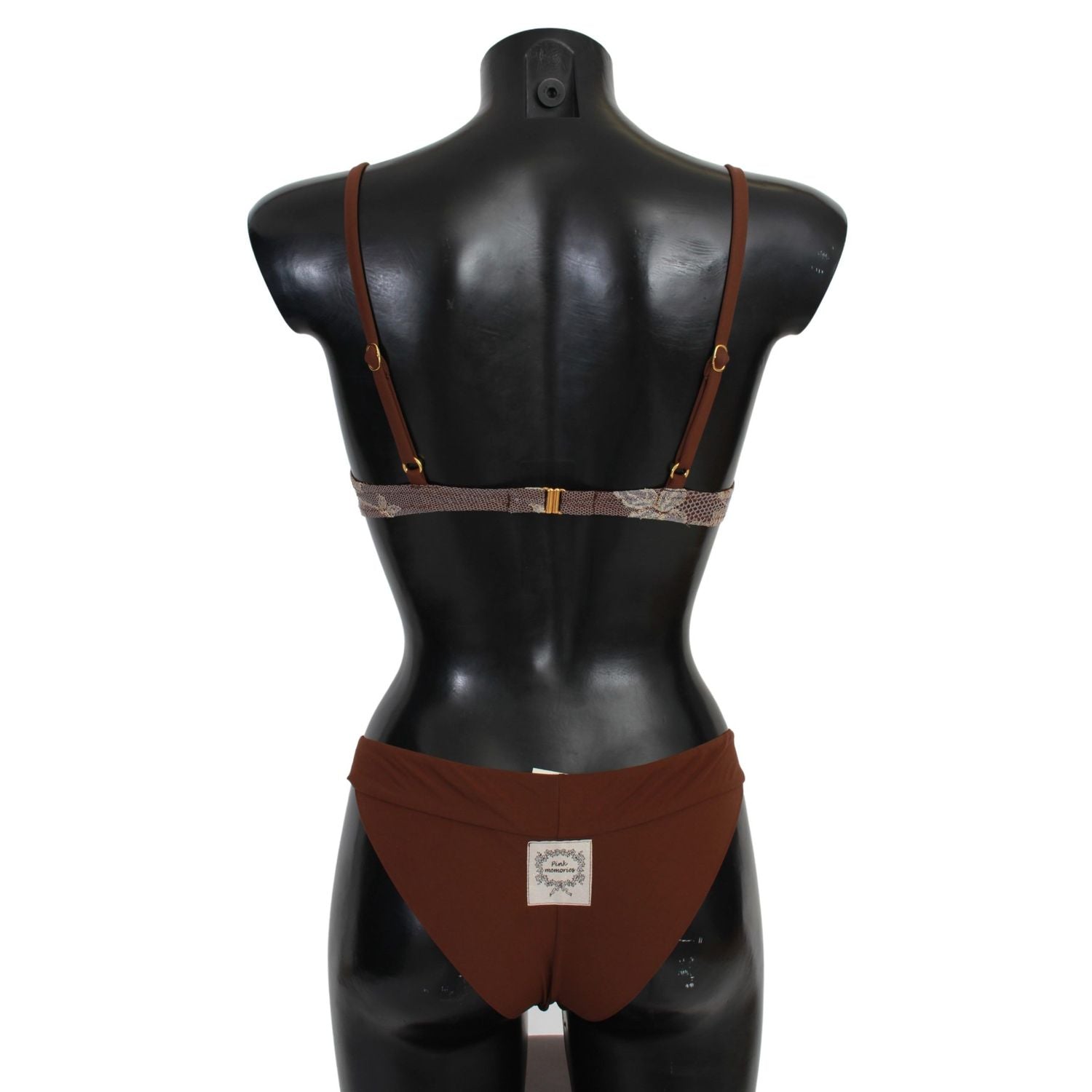 优雅棕色蕾丝两件套泳衣