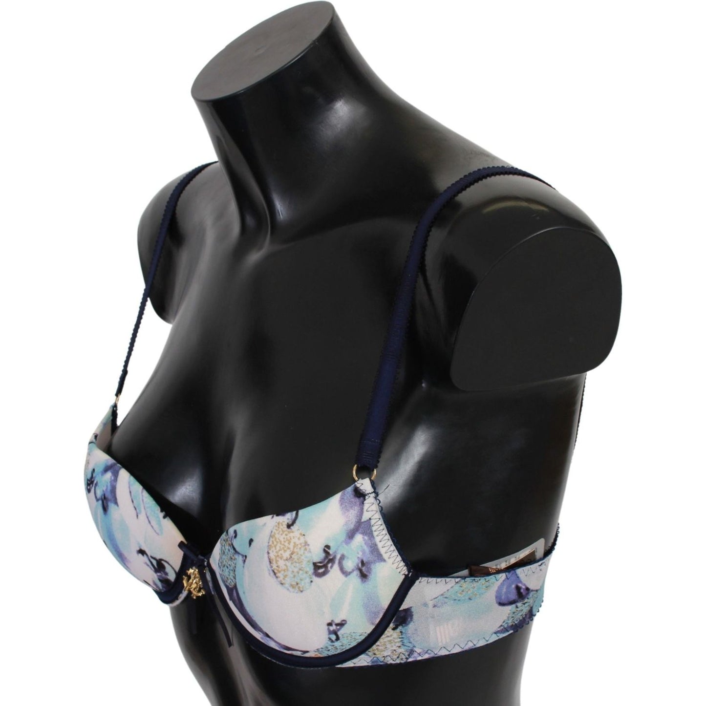 Roberto Cavalli Blue Printed Nylon Reggiseno Bra Underwear
