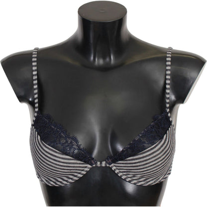 Ermanno Scervino Blue Stripes Lace Reggiseno Bra Underwear