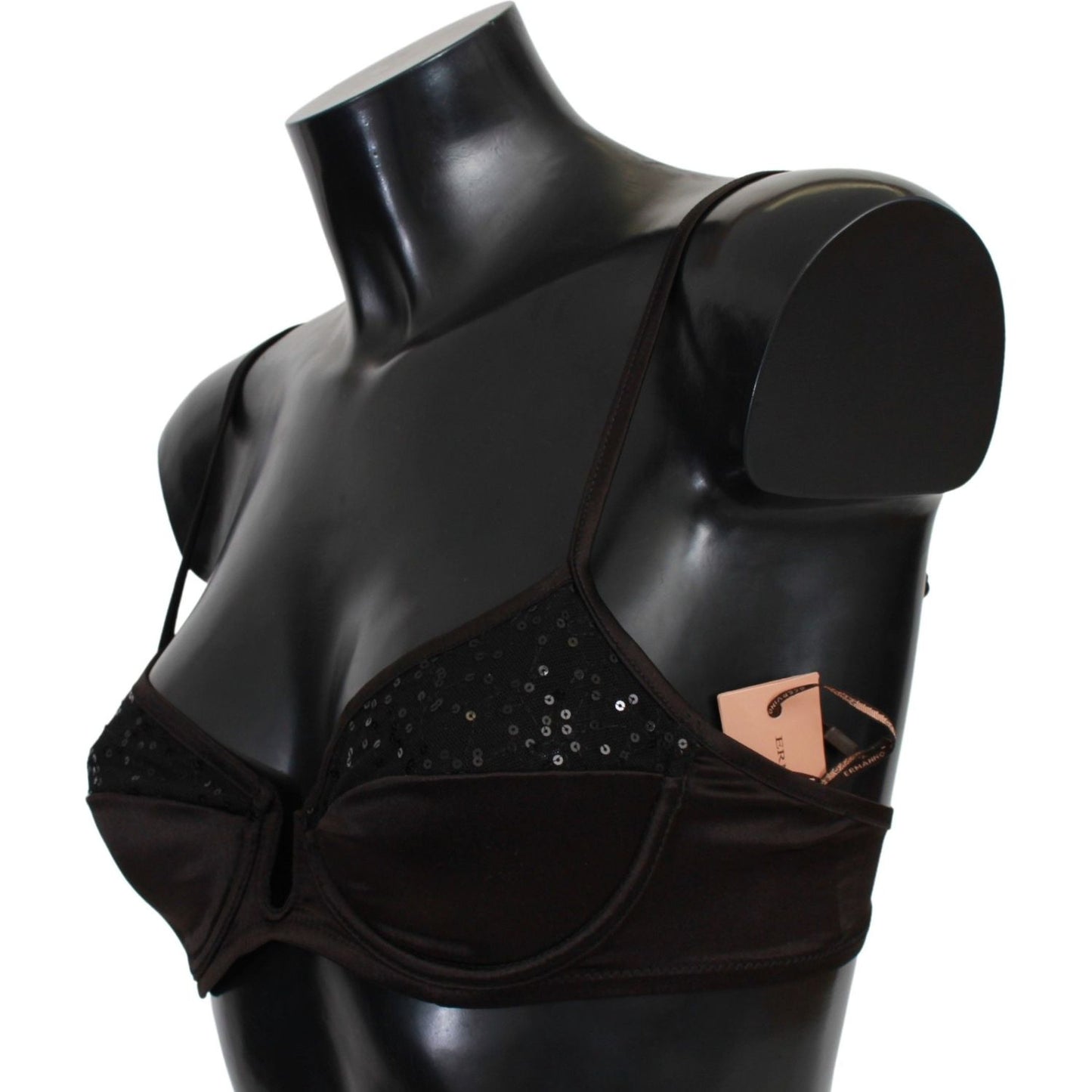 Ermanno Scervino Brown Sequined Balconcino Bra Underwear