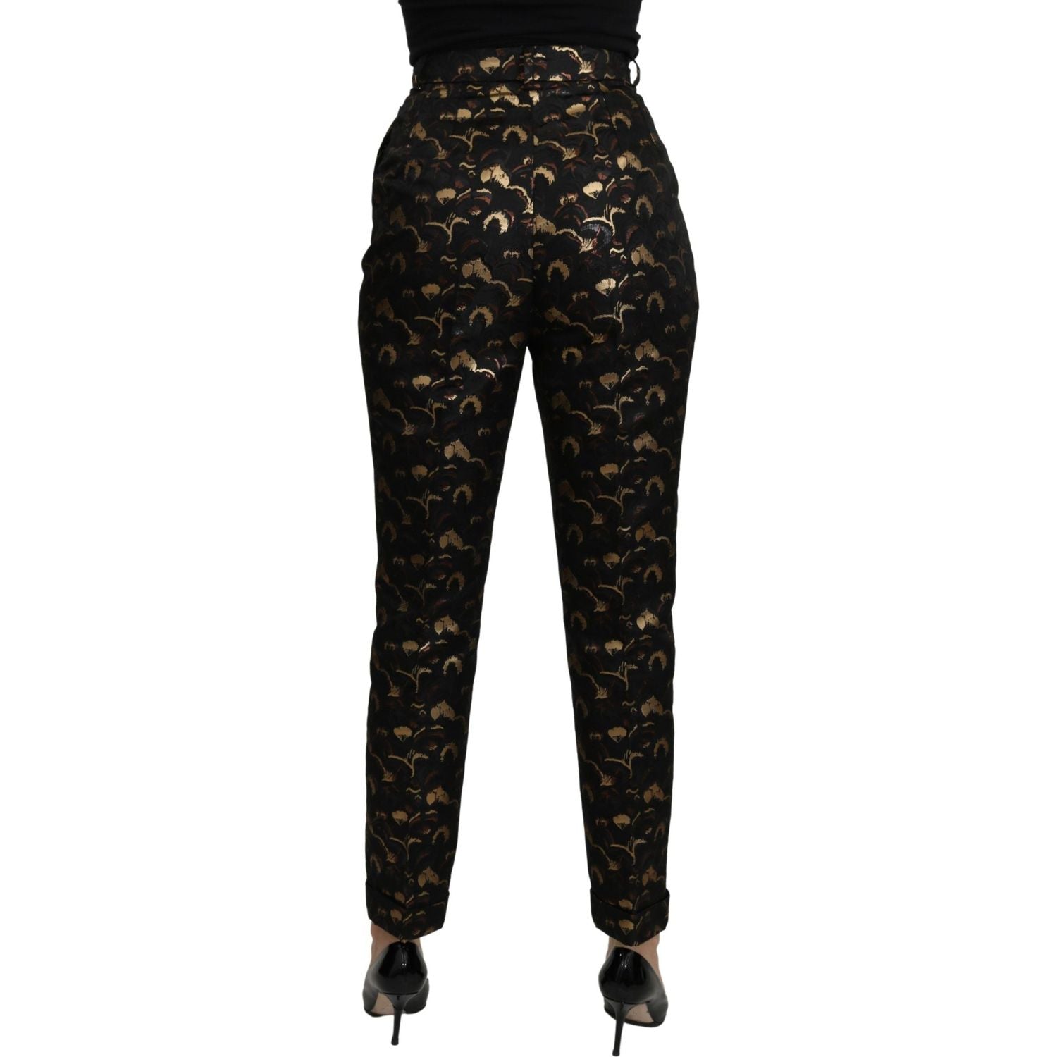 Dolce & Gabbana Black Gold Brocade High Waist Pants