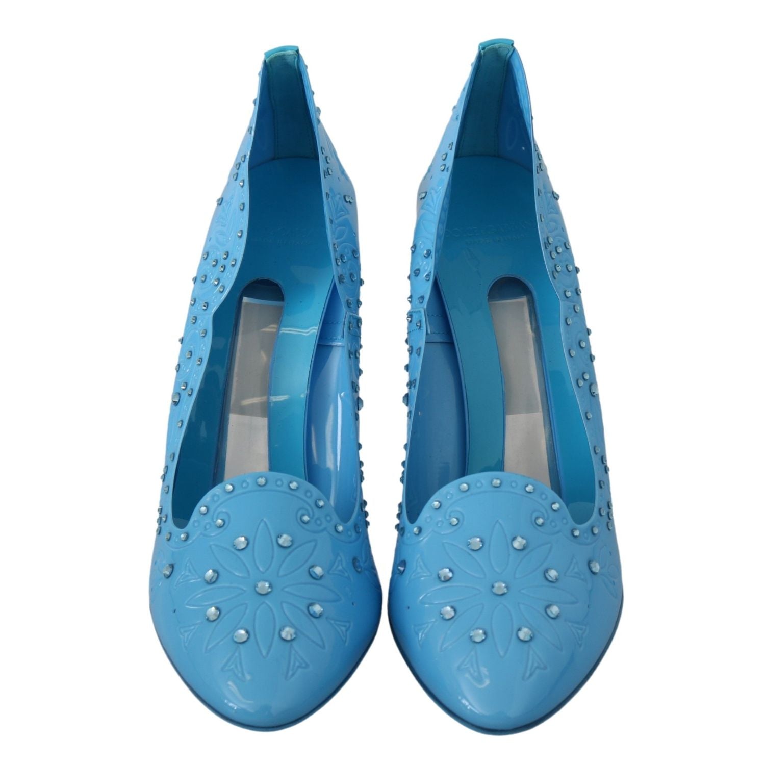 Dolce & Gabbana Blue Crystal Floral CINDERELLA Heels Shoes
