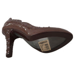 Dolce & Gabbana Brown Floral Crystal Heels CINDERELLA Shoes