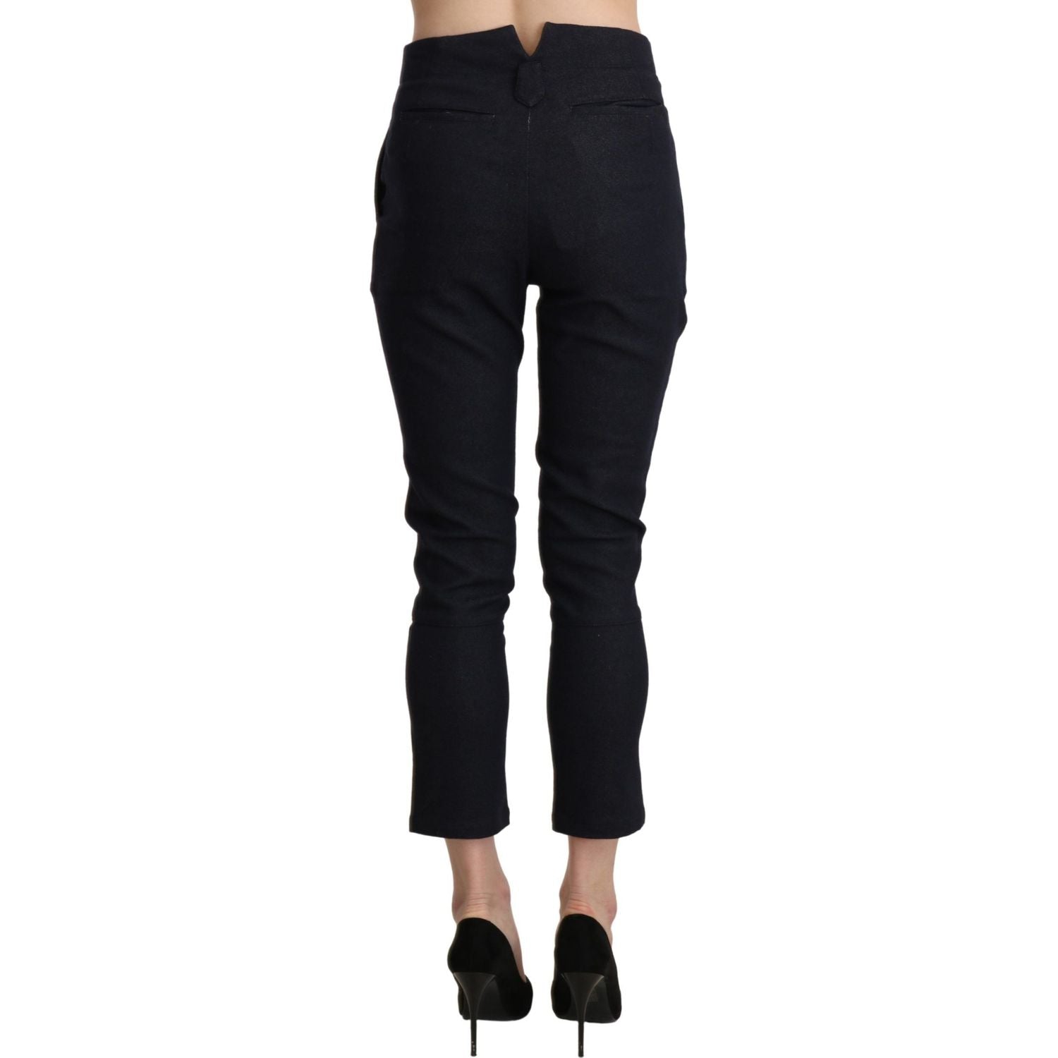 Ermanno Scervino Black High Waist Capri Cropped Cotton Pants