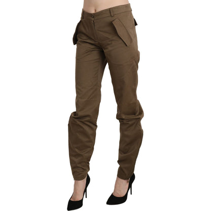 Ermanno Scervino Brown Mid Waist Straight Cotton Pants