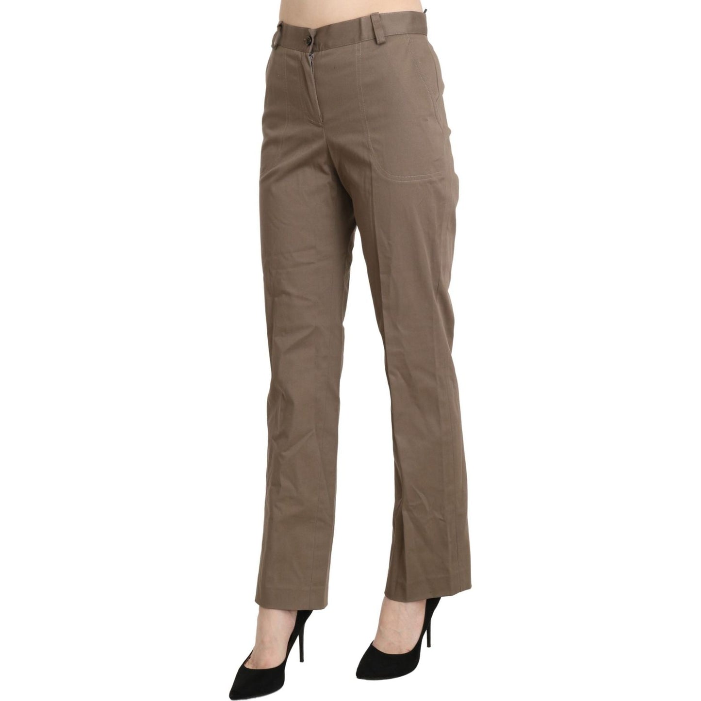 BENCIVENGA Brown High Waist Straight Dress Trouser Pants