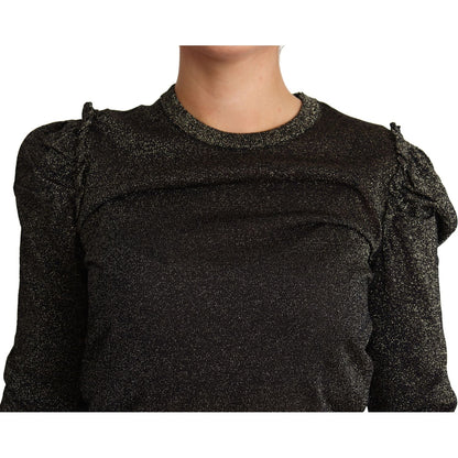 Dolce & Gabbana Black Gold Cropped Women Pullover Sweater