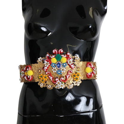 Dolce & Gabbana multicolor Embellished Floral Crystal Wide Waist Belt Belt