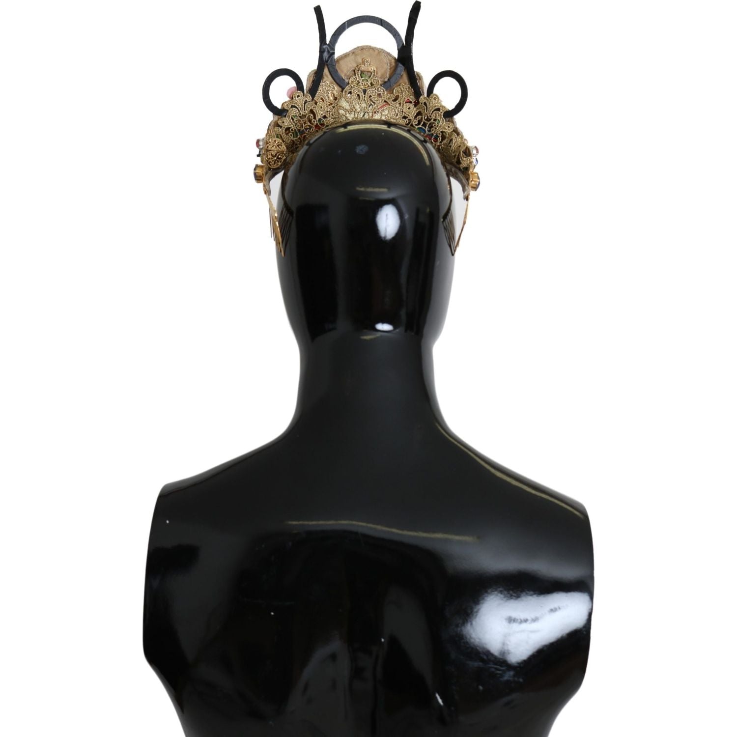 تاج كريستالي مذهل من دولتشي آند غابانا - ذهبي متعدد الألوان