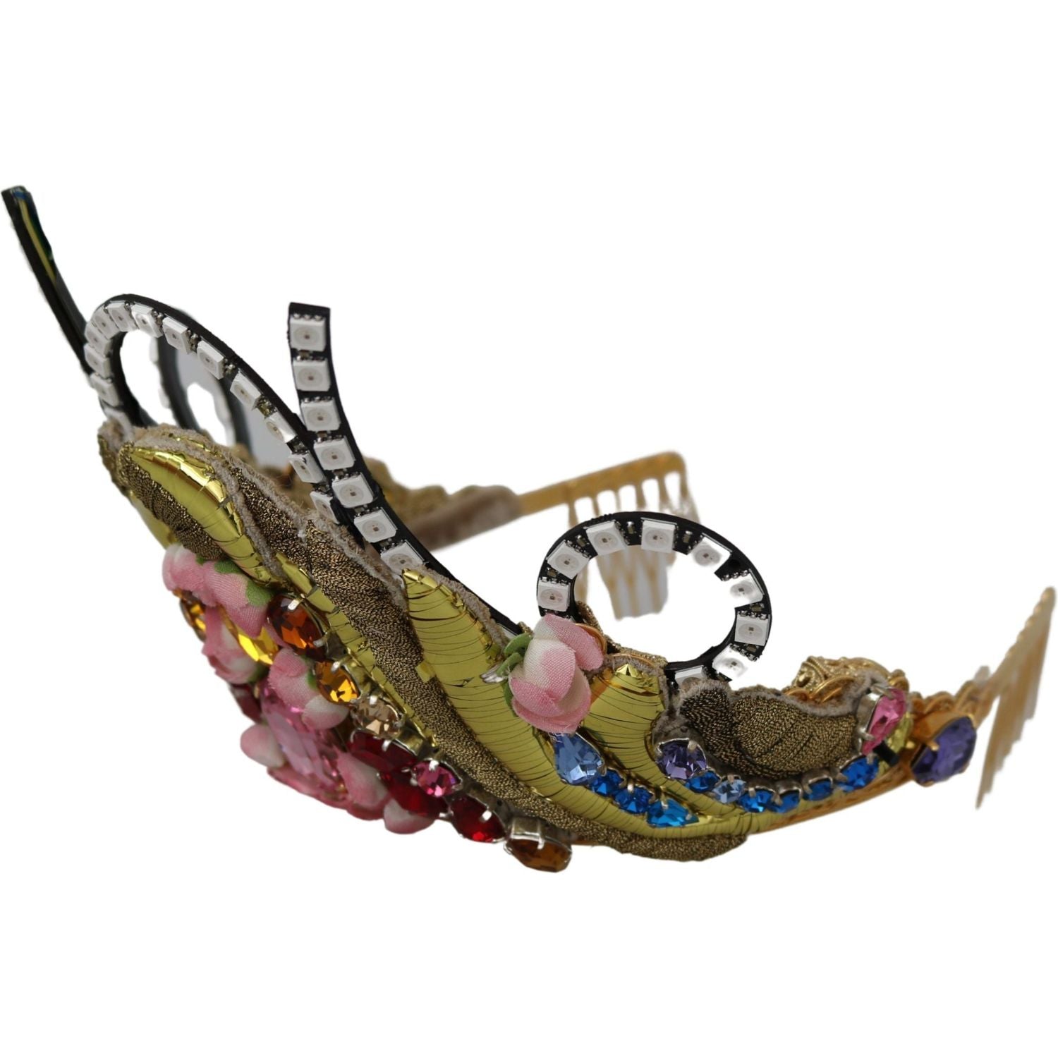 تاج كريستالي مذهل من دولتشي آند غابانا - ذهبي متعدد الألوان