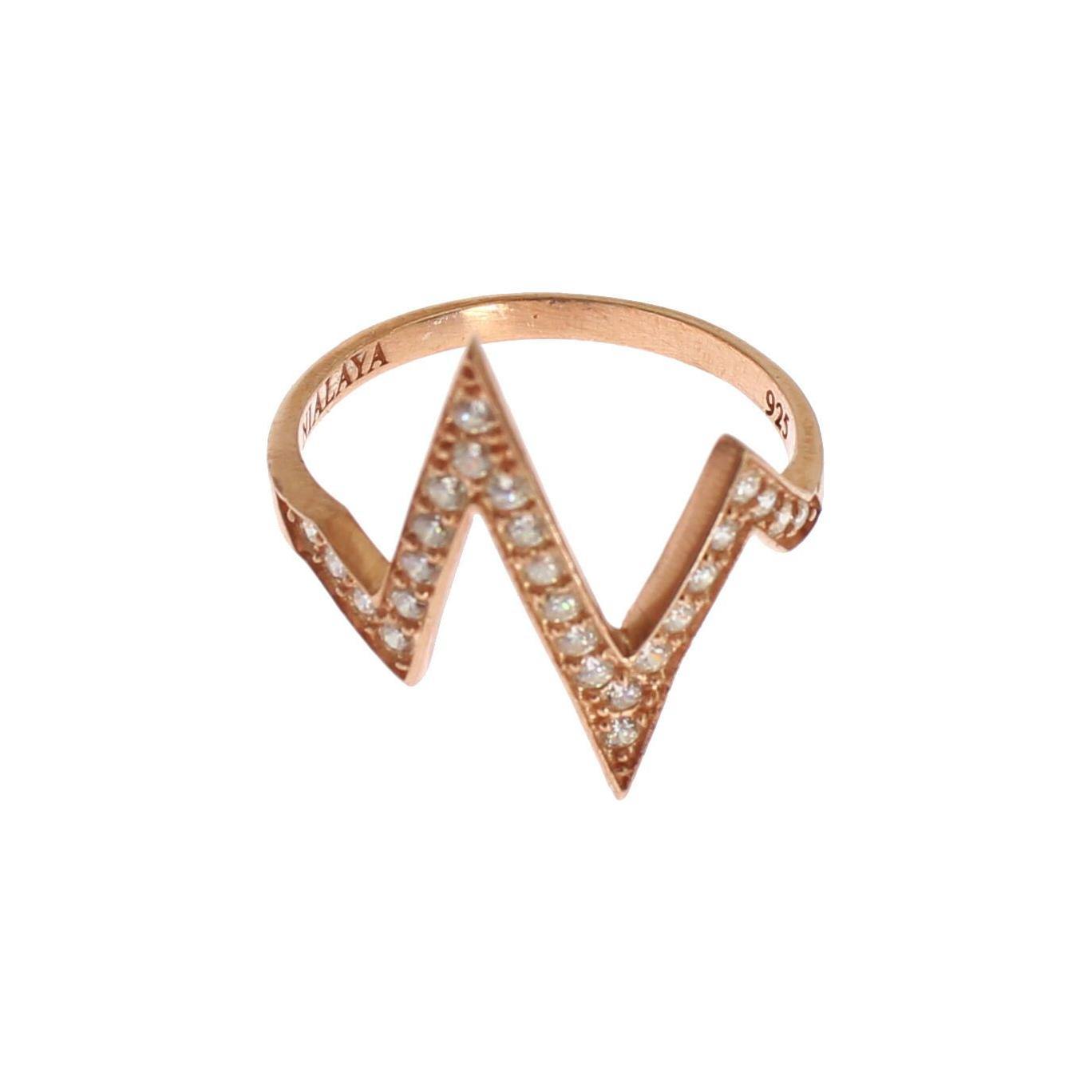 Nialaya Pink Gold 925 Silver Womens Clear Ring