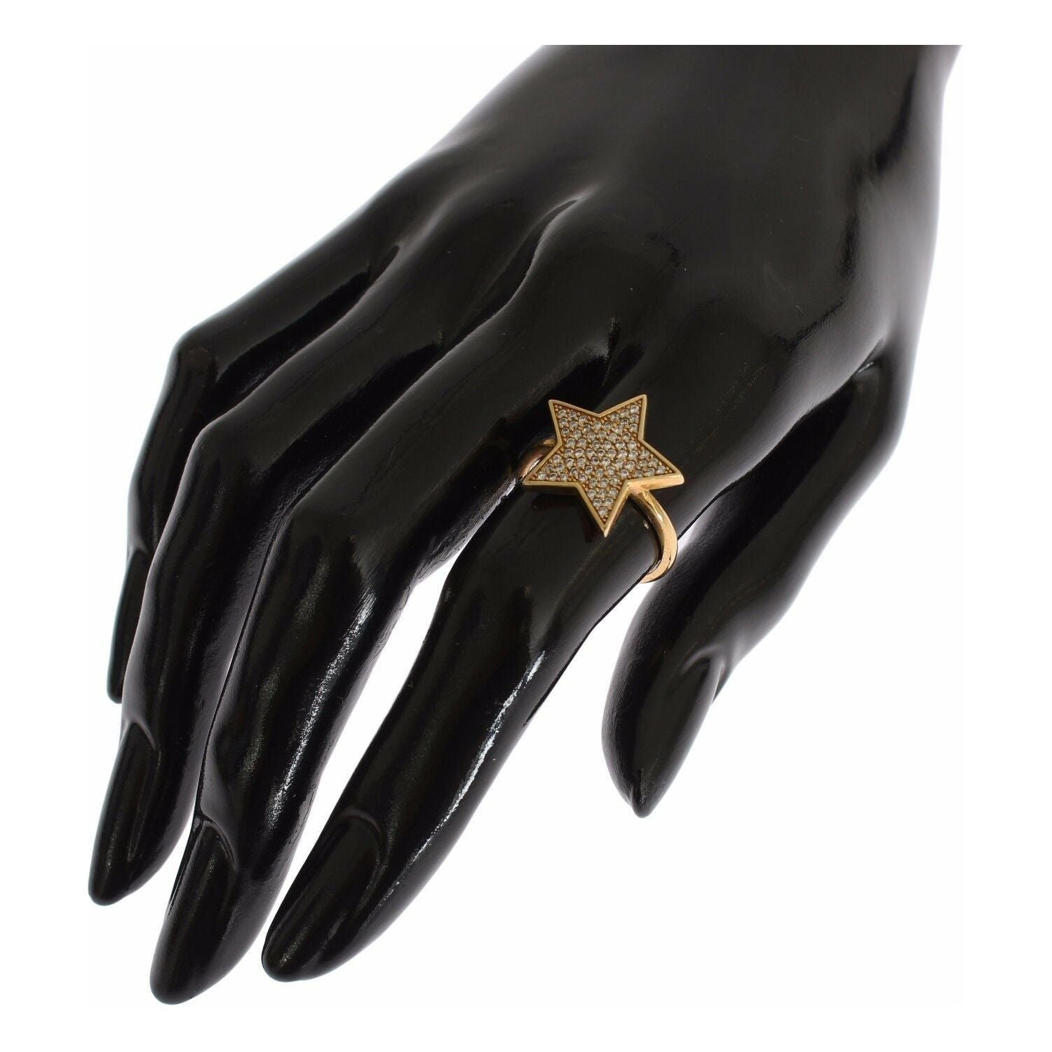 优雅镀金纯银戒指，镶有 CZ 水晶