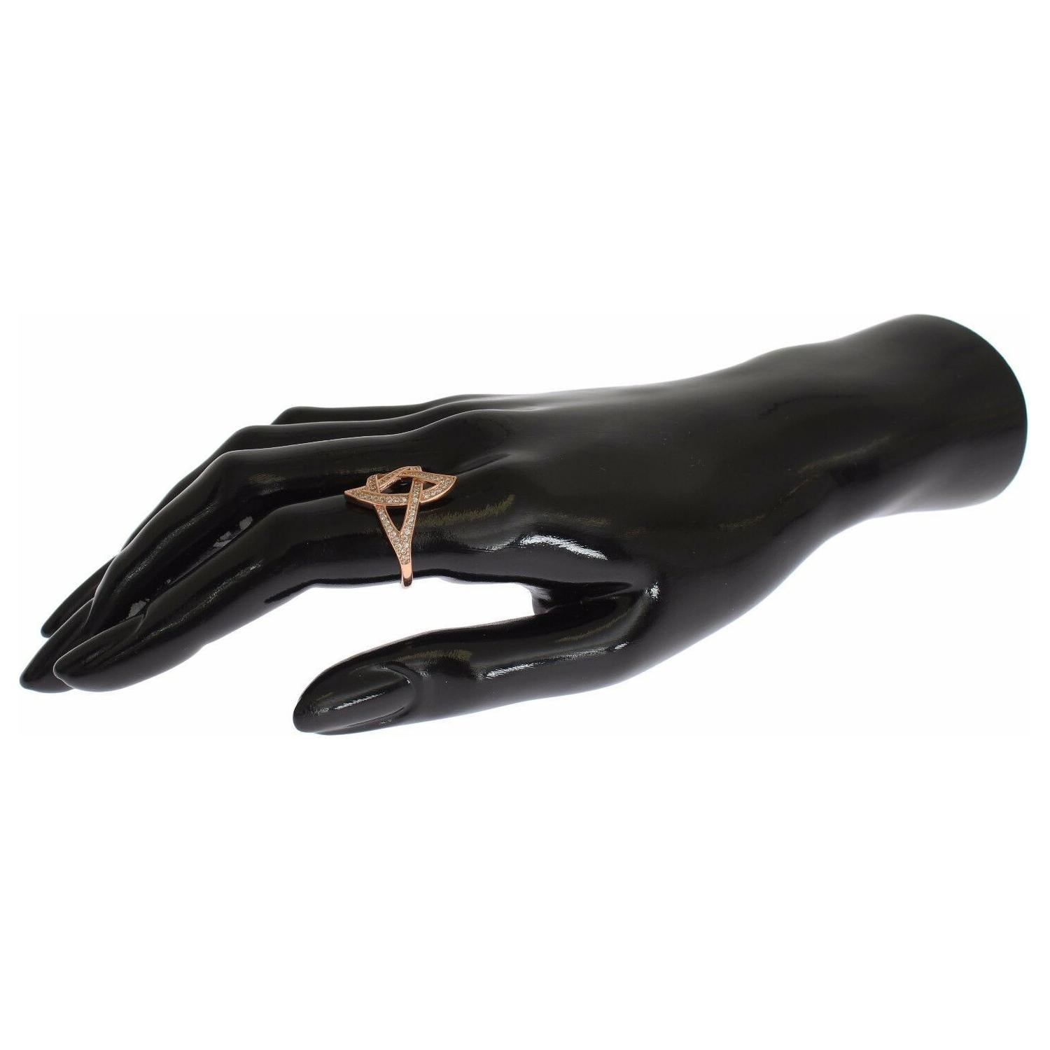 粉红金镀银锆石水晶戒指