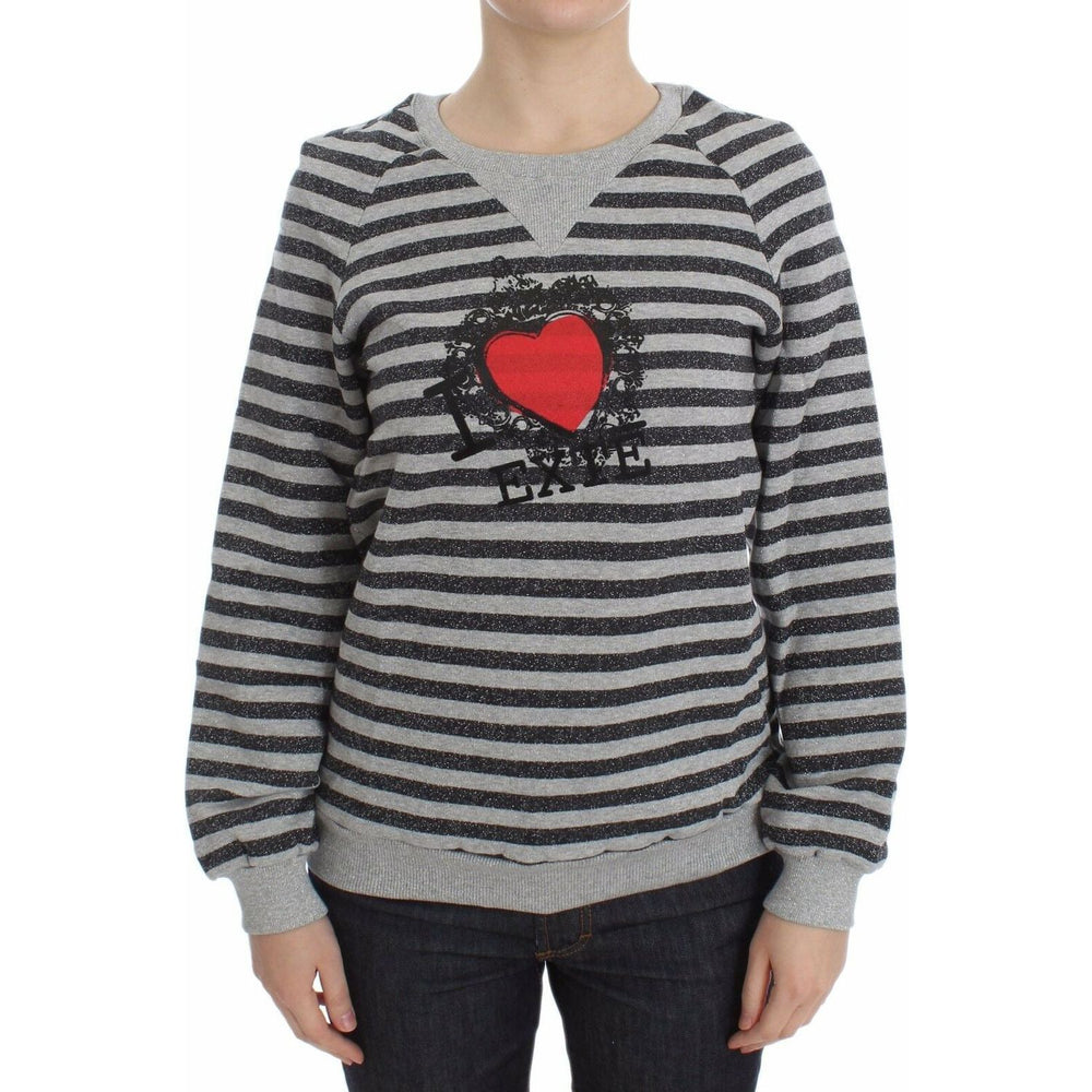 Exte Gray Striped Cotton Crewneck Sweater SIG30141-38