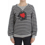 Exte Gray Striped Cotton Crewneck Sweater SIG30141-38