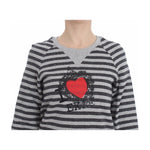 Exte Gray Striped Cotton Crewneck Sweater SIG30141-38