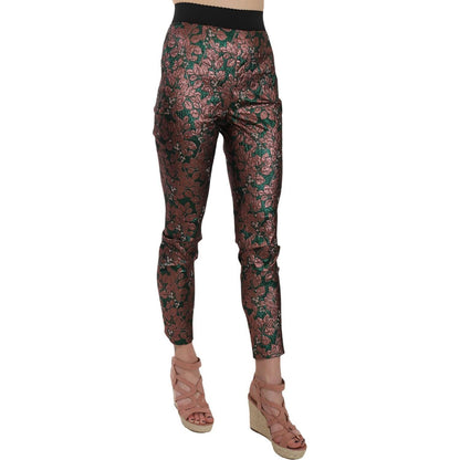 Dolce & Gabbana Multicolor Iridescent Brocade Jacquard Trousers Crop Pants