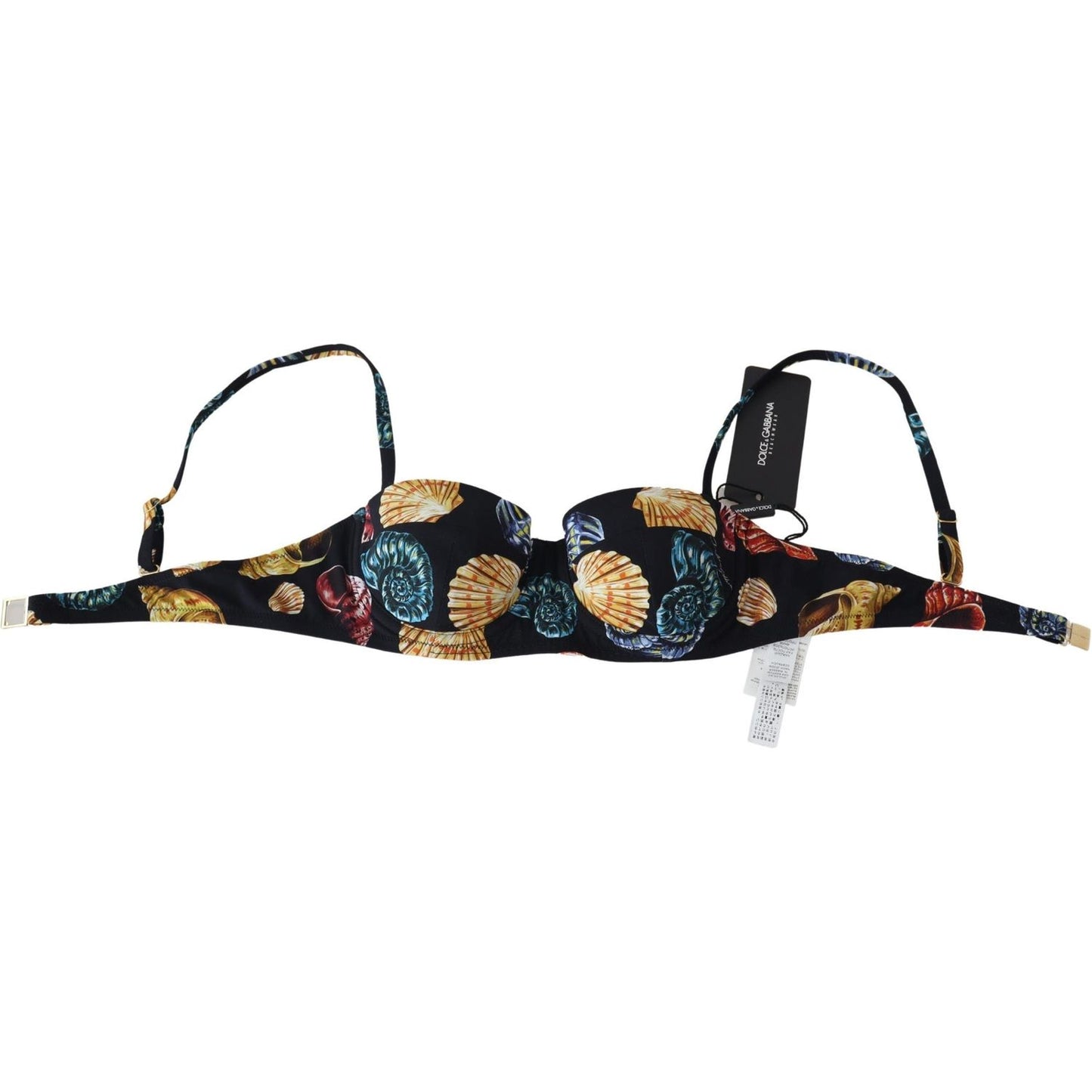 Dolce & Gabbana Black Seashells Print Women Swimwear Bikini Tops