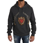 Dolce & Gabbana Gray Crystal Heart Gun Motif Sweater Dolce & Gabbana Dark Slate Gray