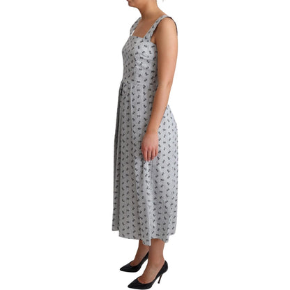 Dolce & Gabbana Blue White Floral Cotton A-Line Dress