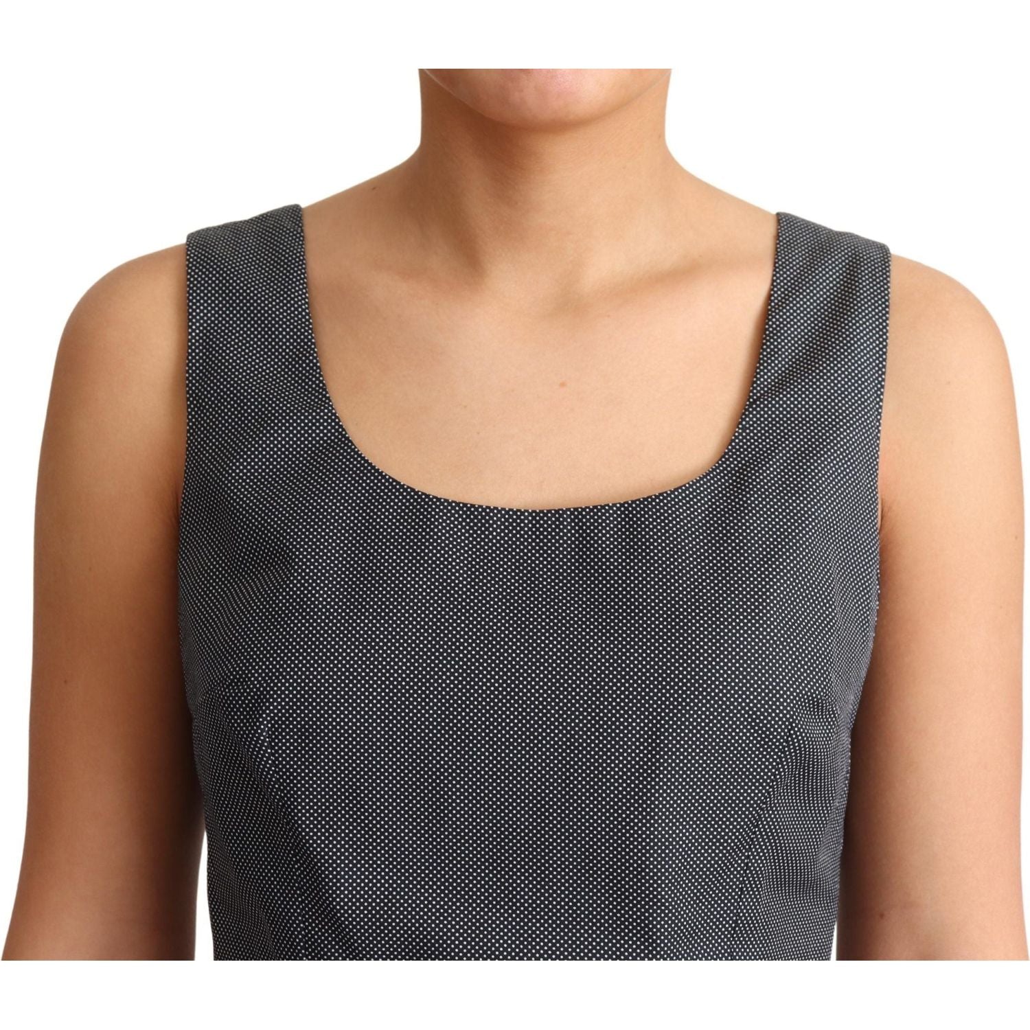 优雅无袖圆点 A 字形连衣裙