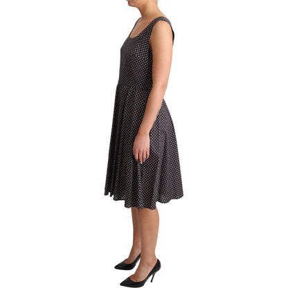 Dolce & Gabbana Black Floral Cotton A-Line Stretch Dress Dresses