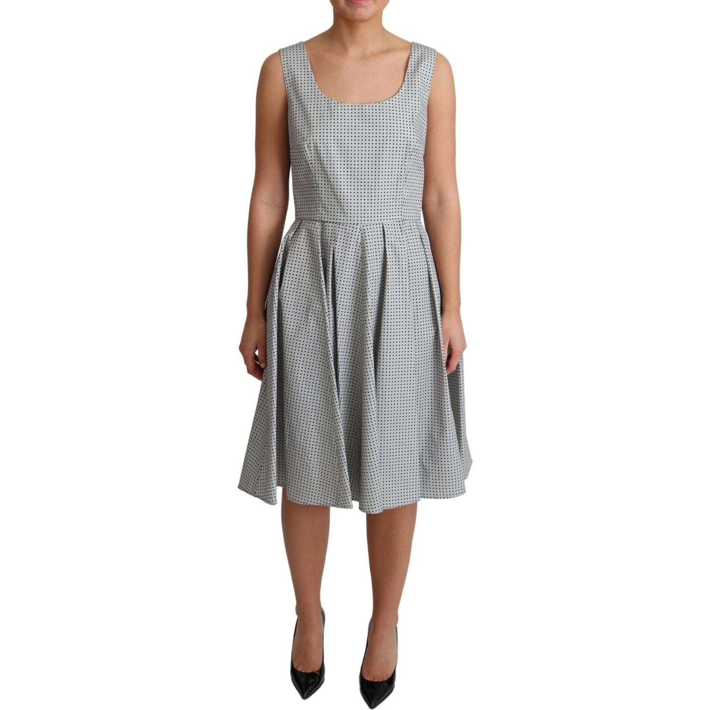 Dolce & Gabbana Gray Polka Dotted Cotton A-Line Dress