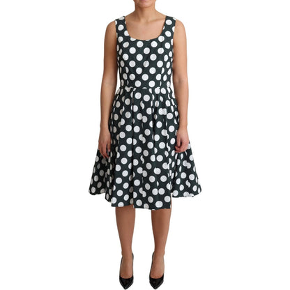 Dolce & Gabbana Green Polka Dotted Cotton A-Line Dress