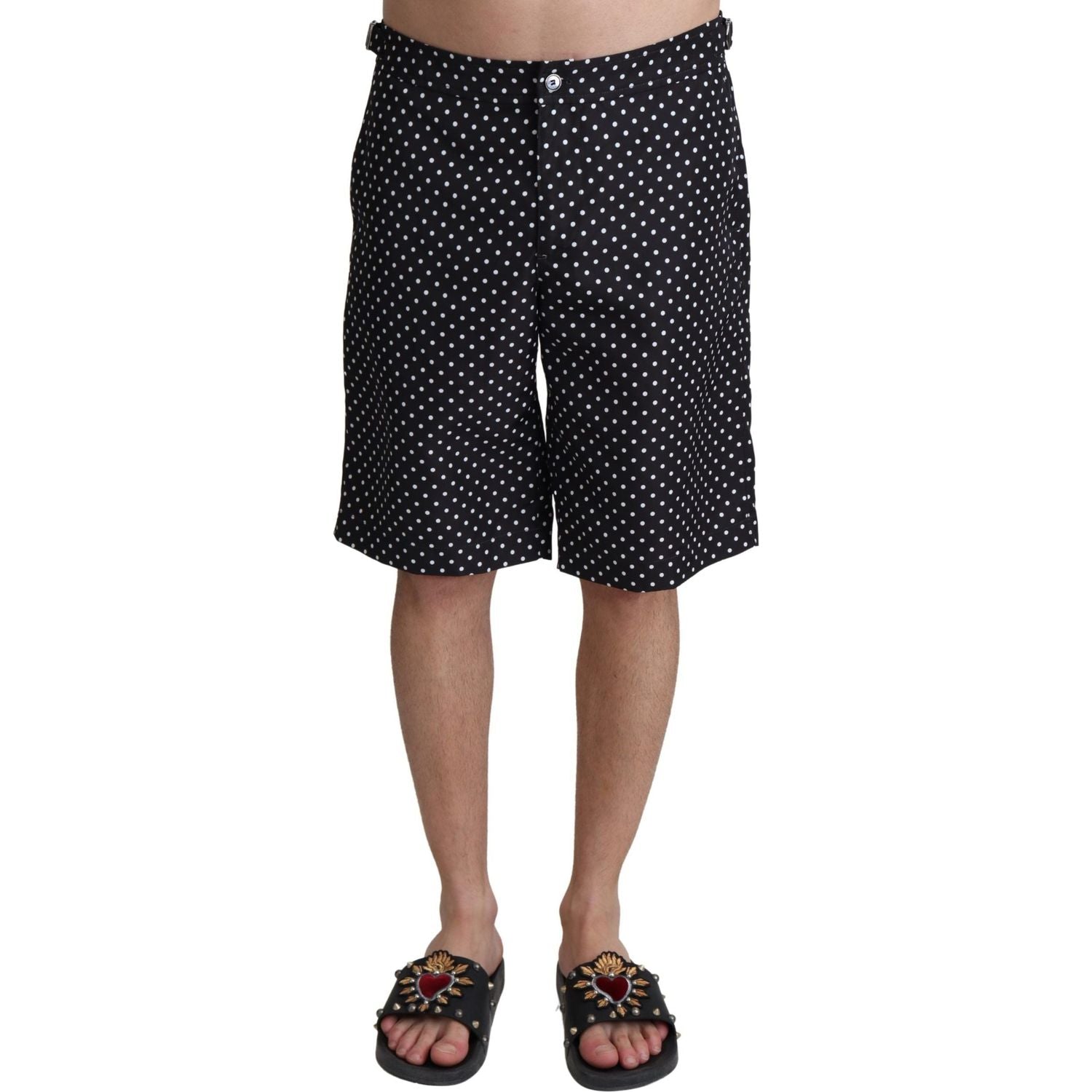 Dolce & Gabbana Black Polka Dots Beachwear Shorts Swimwear
