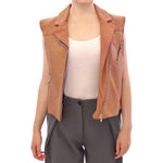 La Maison du Couturier Brown Leather Jacket Vest Coats & Jackets