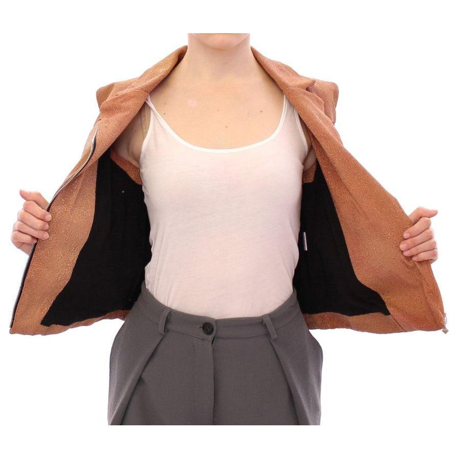 La Maison du Couturier Brown Leather Jacket Vest Coats & Jackets